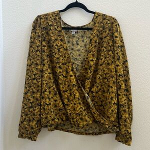 56. A NEW DAY LONG SLEEVES BLACK/YELLOW BLOUSE XXL
